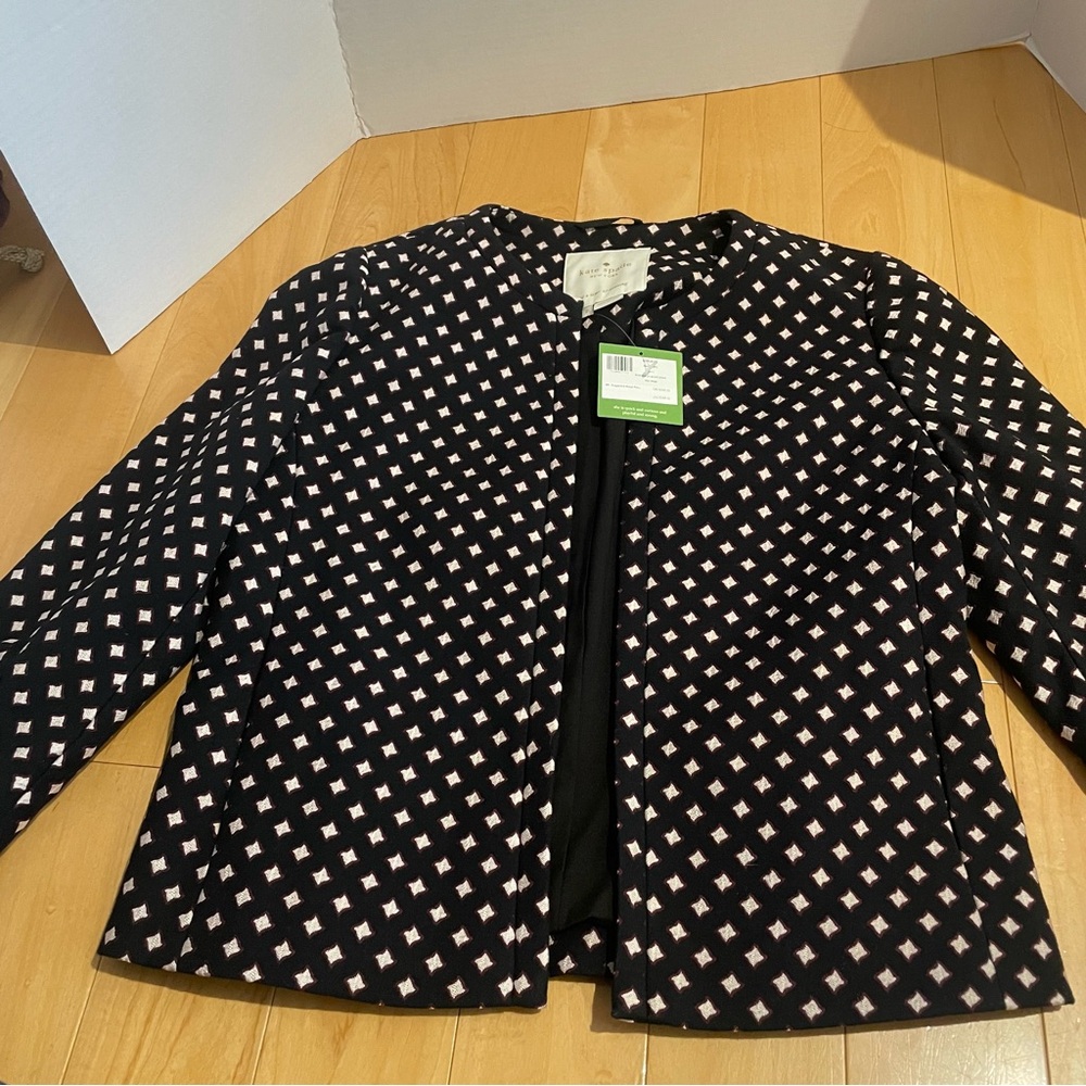 NWT Kate Spade diamond jacquard black open jacket - Picture 6 of 12
